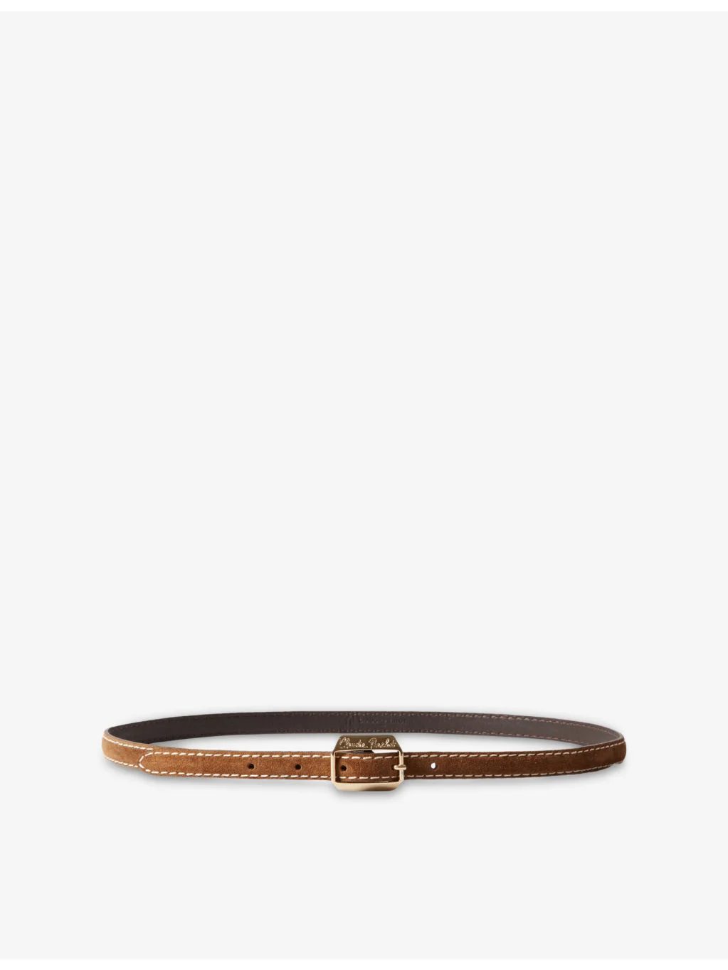 Brand-Engraved Suede Belt - 1