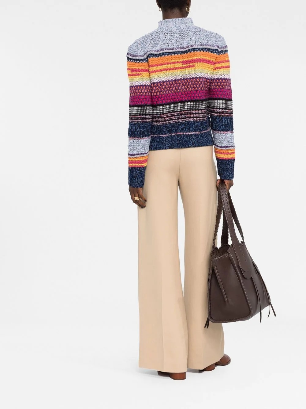 striped mock neck jumper - 4