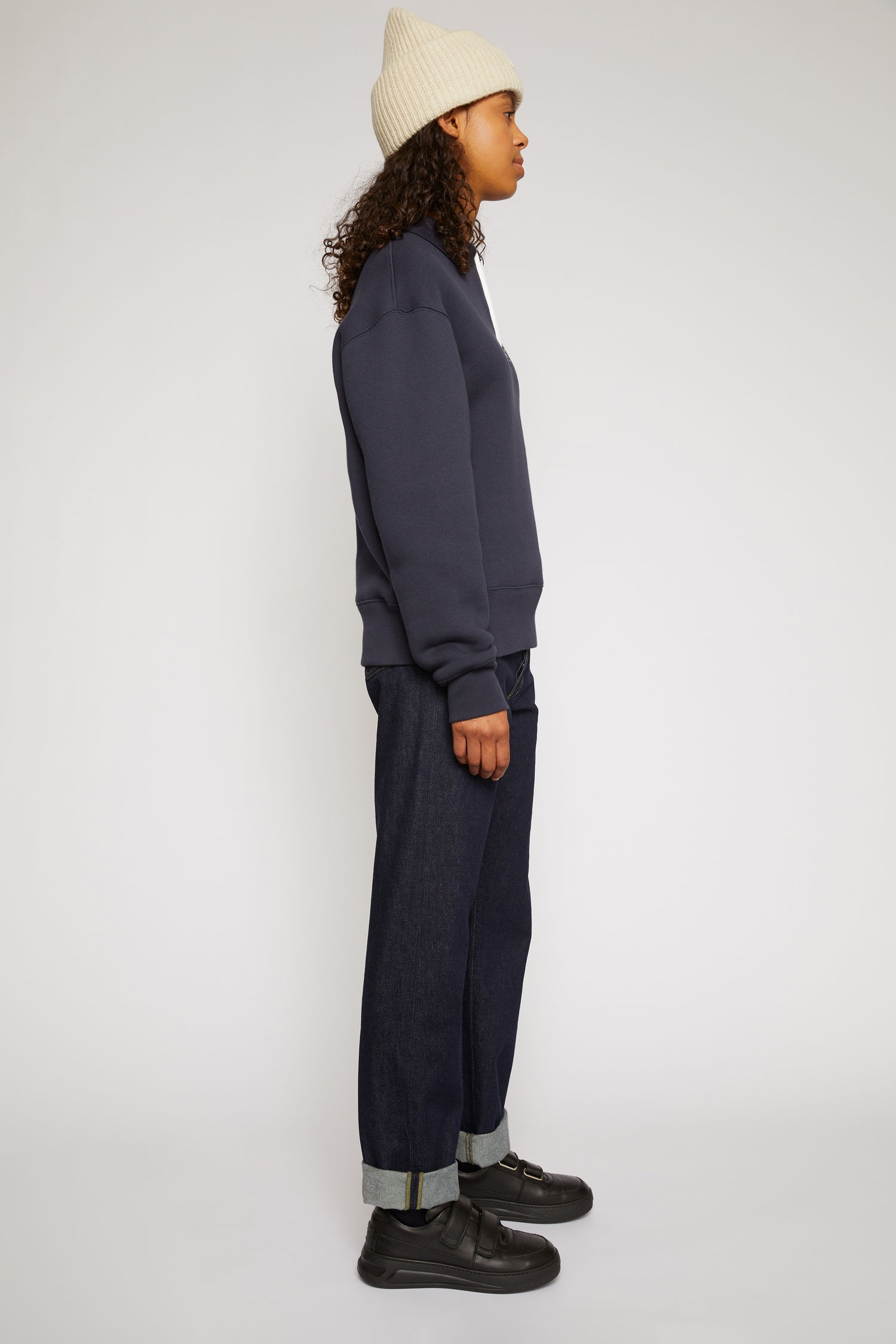 Oversized point collar sweatshirt navy - 5