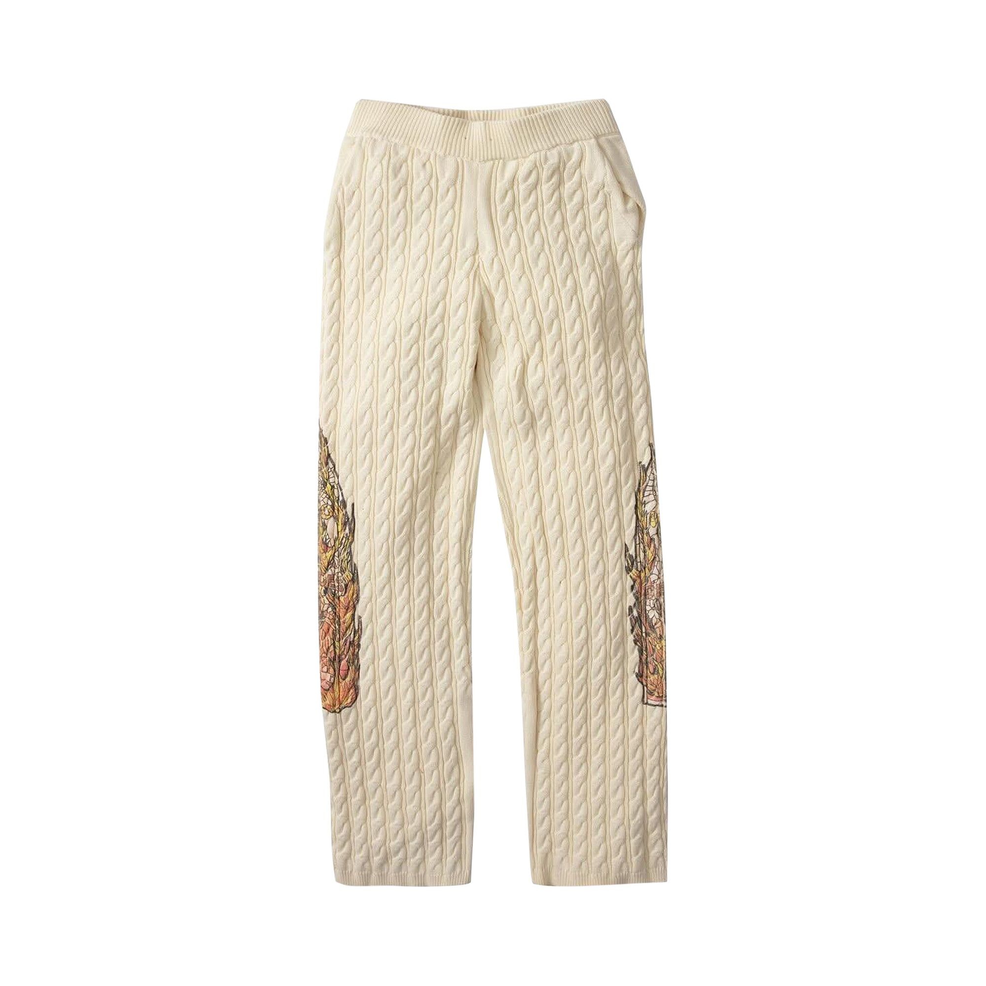 Who Decides War Flame Glass Cable Knit Lounge Pants 'Cream' - 1