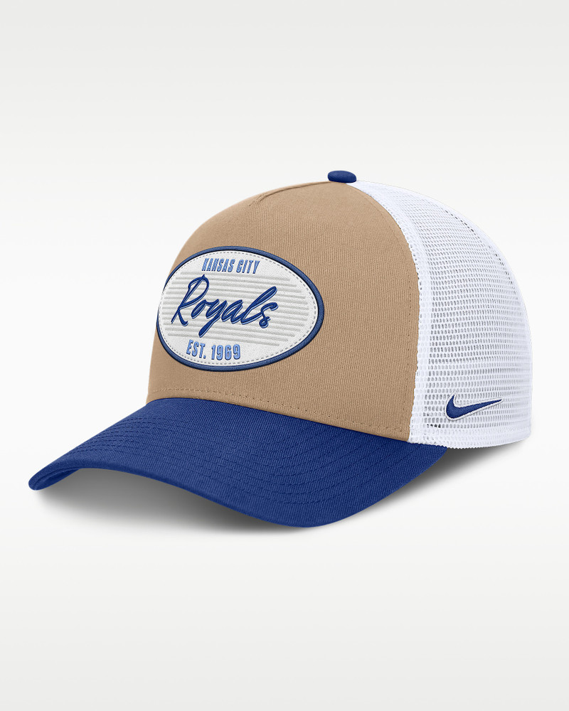 Kansas City Royals Rise Men's Nike MLB A-Frame Trucker Adjustable Hat 1