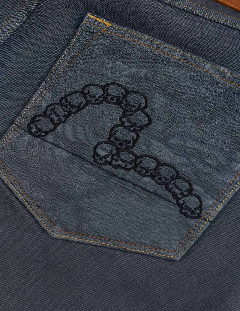 Skull Seagull Print Pockets Fashion Fit Denim Jeans 5