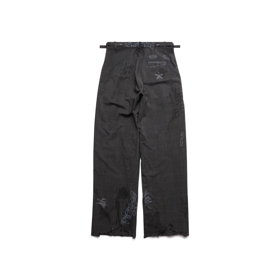BALENCIAGA Graffiti Skater Tailored Pants in Grey | REVERSIBLE