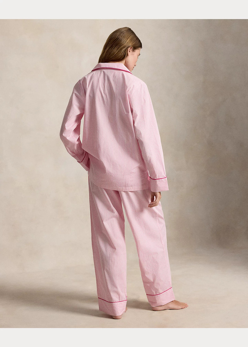 Pink Pony Striped Poplin Pajama Set 4