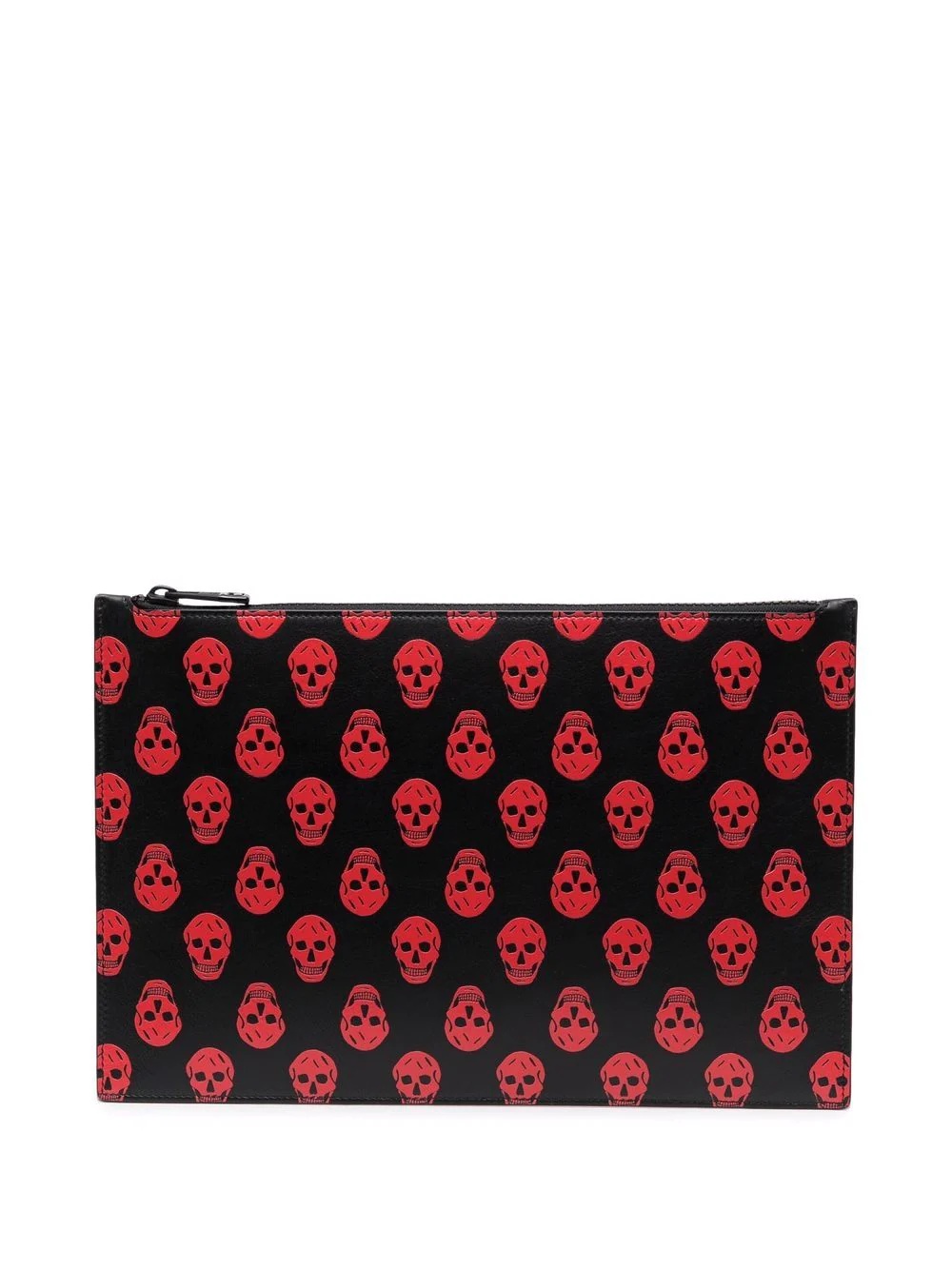 skull-print leather clutch bag - 1