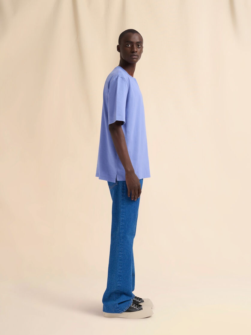 INDIGO ORGANIC COTTON OVERSIZED T-SHIRT WITH MARNI PATCHES - 5