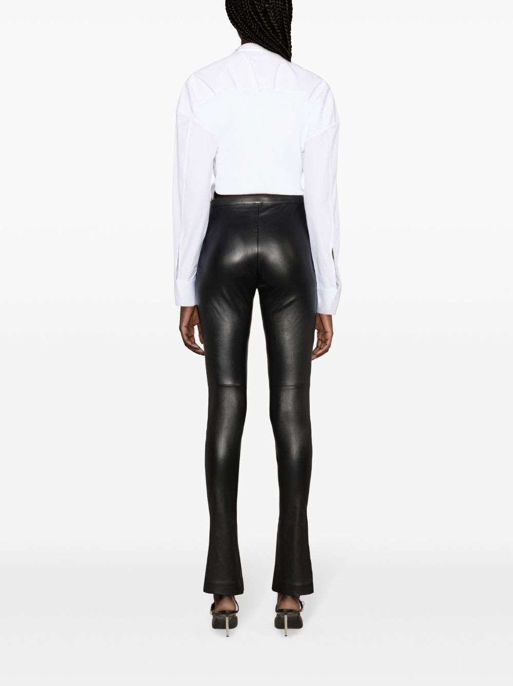 belted leather leggings - 4