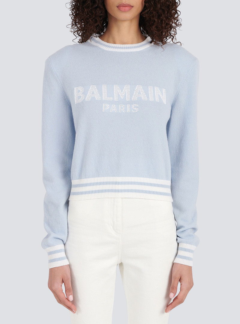 Cropped wool sweatshirt with Balmain logo 6