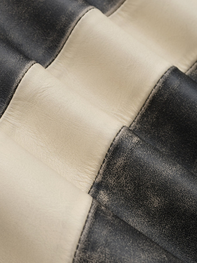 Vintage Leather Moto Collarless Jacket 4