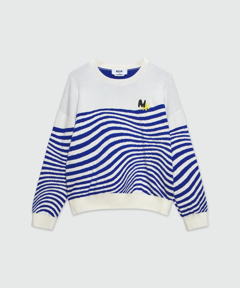 Wave patterned cotton sweater 1