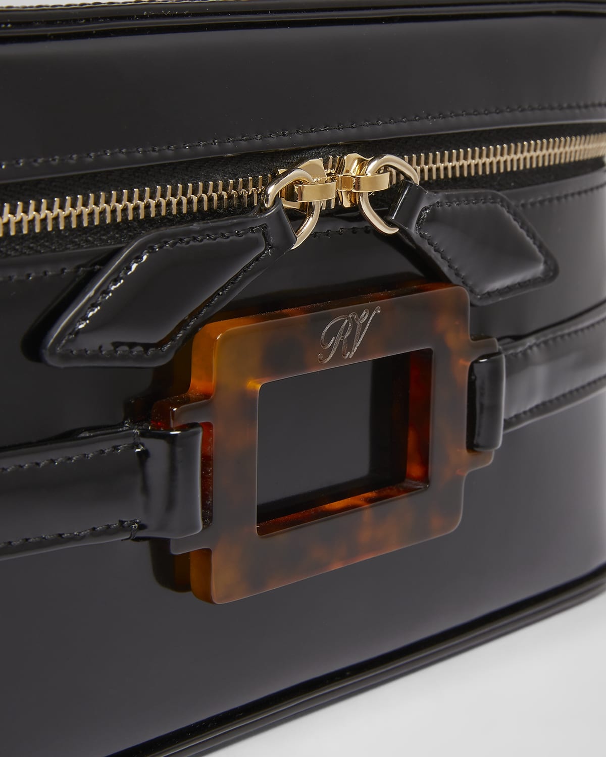 Roger Vivier Belle Mini Vanity Patent Leather Top-Handle Bag
