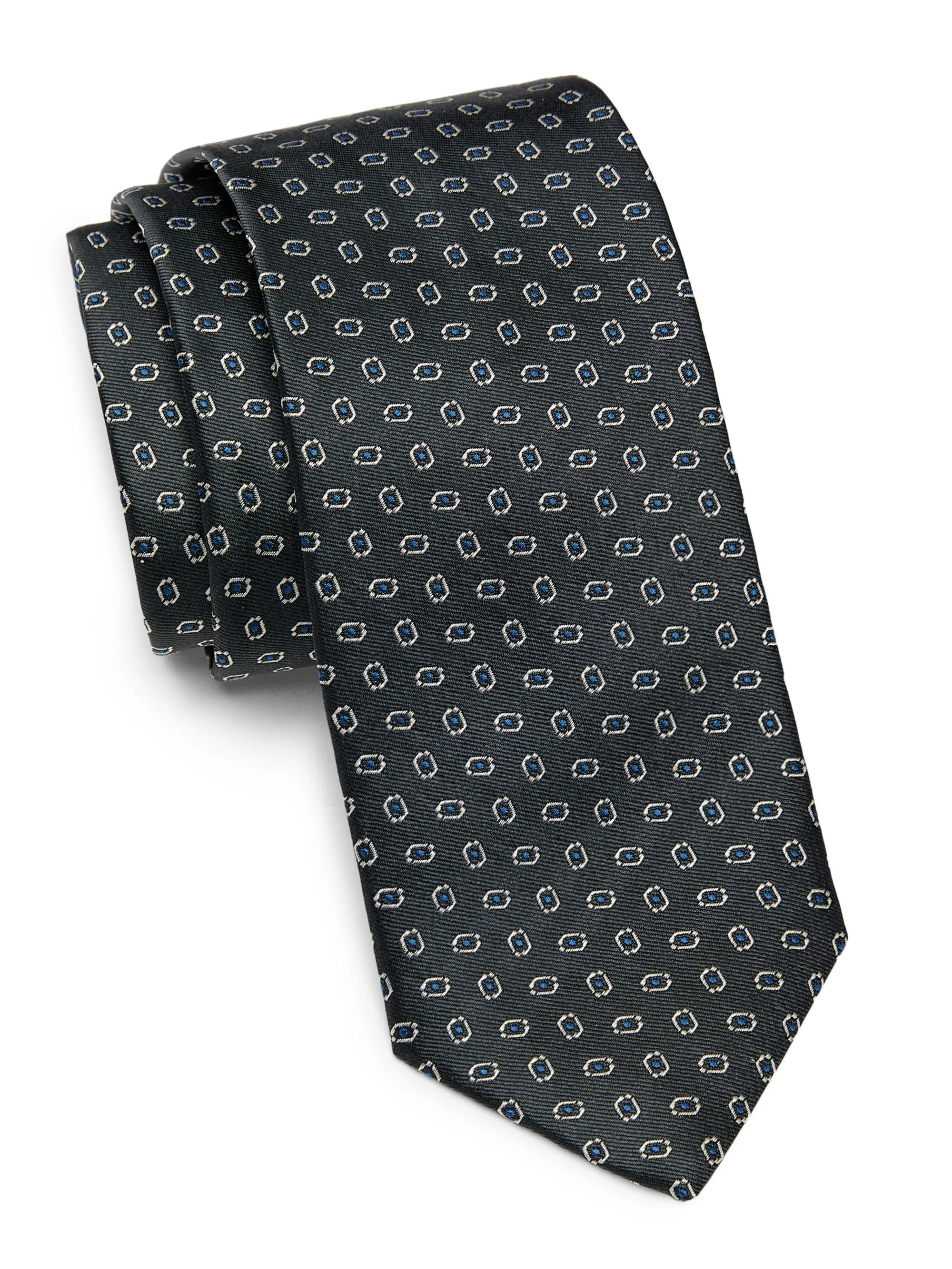 Men's Medallion Jacquard Silk Tie - Grigio Chiaro - 1