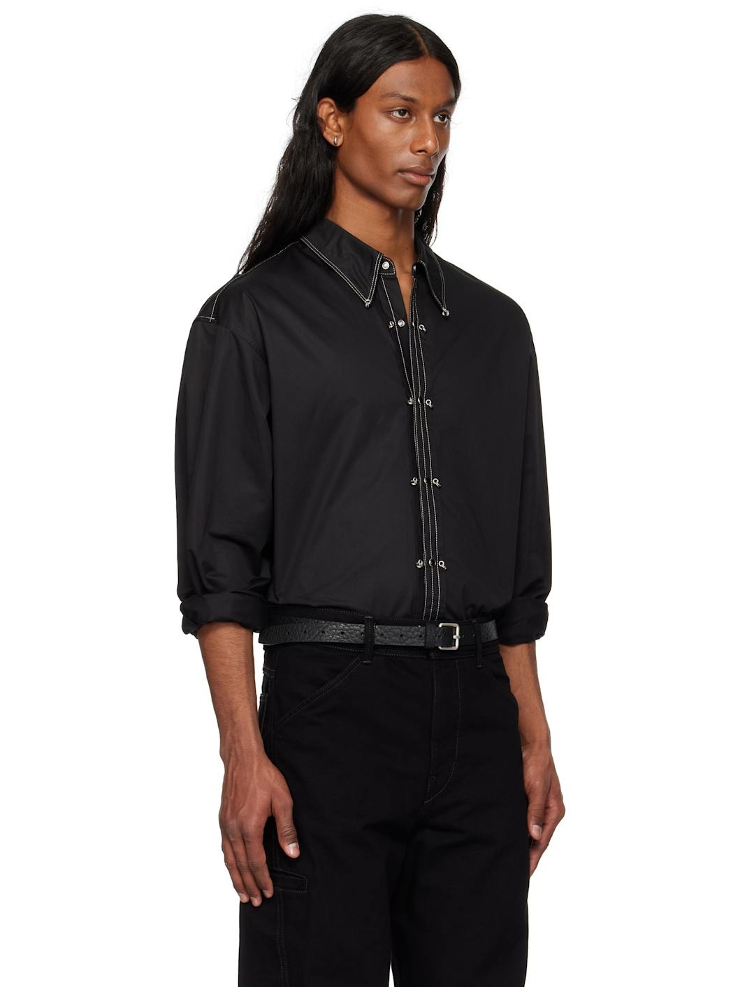 Black Embellished Metal Shirt - 2