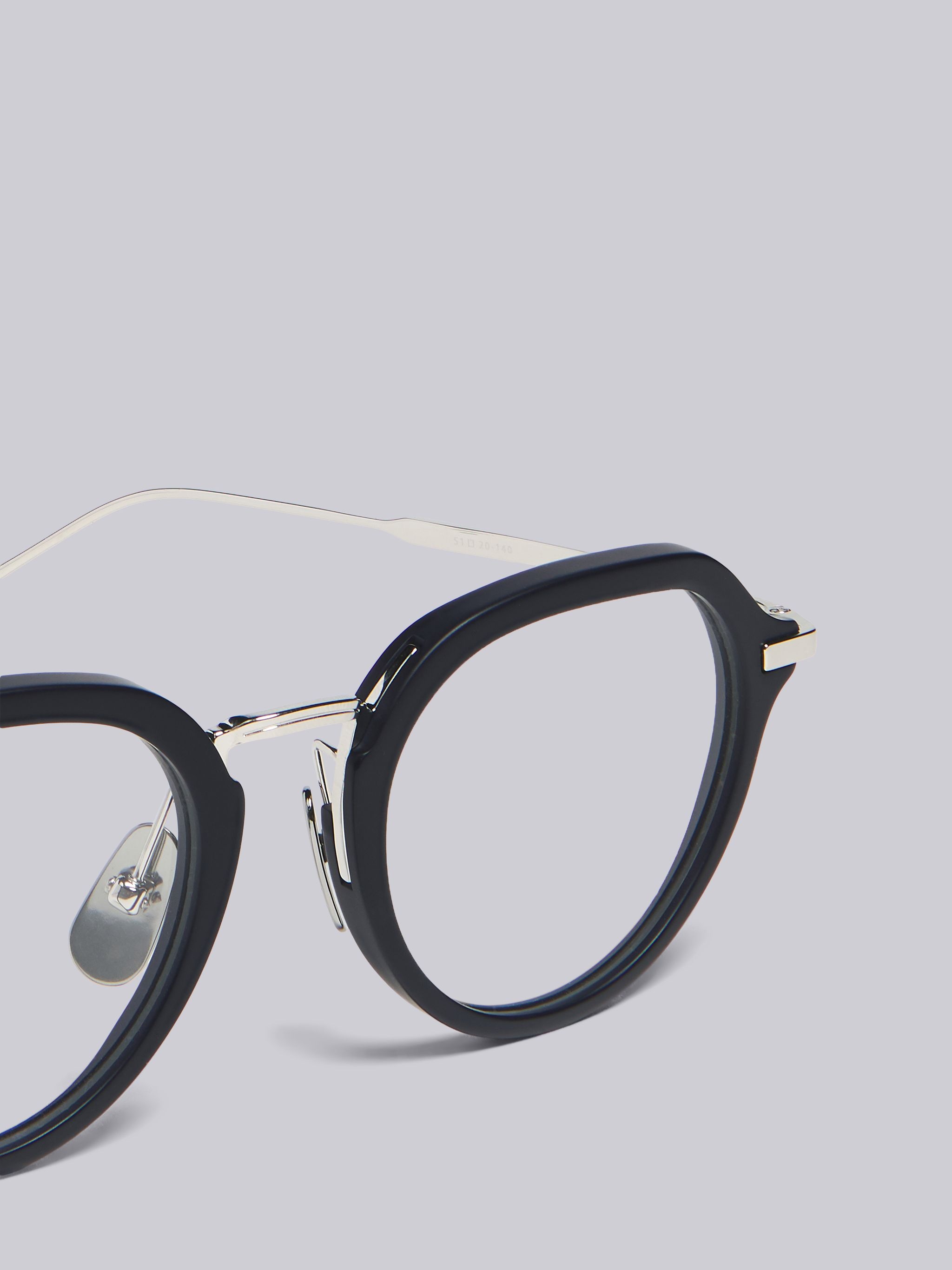 TB421 - Matte Navy and Silver Clubmaster Eyeglasses - 2