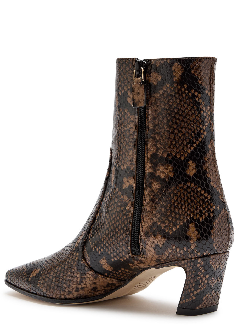 Stuart Weitzman Stassi 50 Snake-effect Leather Ankle Boots - 2