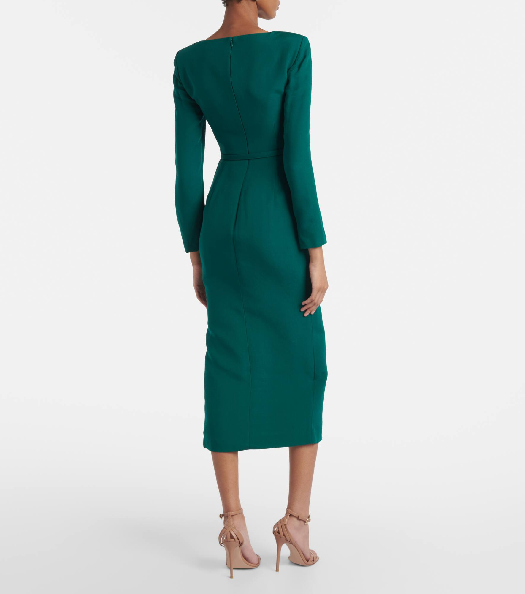 Belted wool and silk midi dress - 3