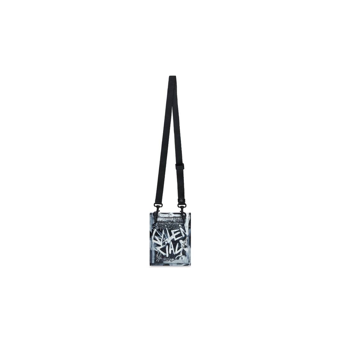Men's Explorer Small Pouch With Strap Graffiti in Black - 2