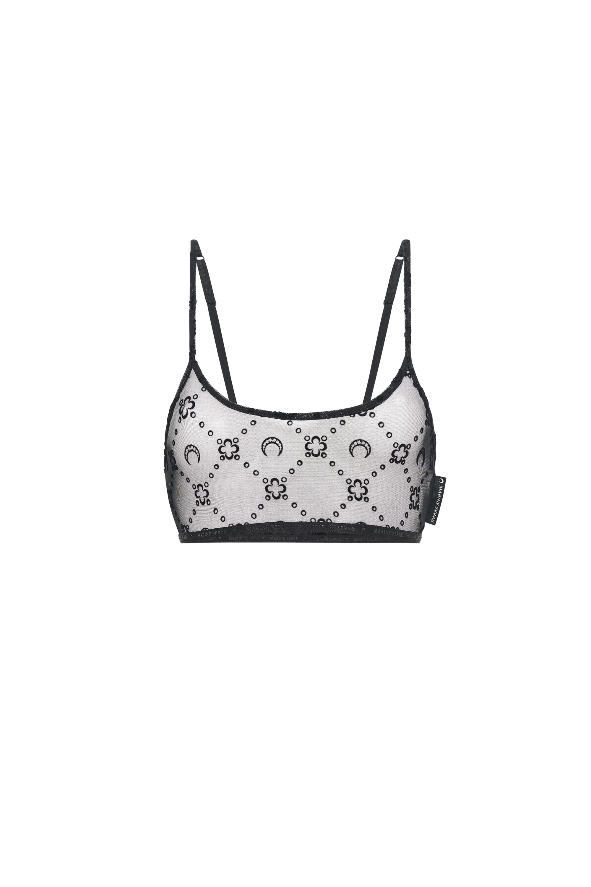 Moonogram Mesh Flock Bralette - 1