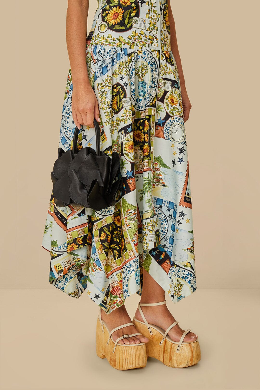 Black Leather Flower Bag - 2