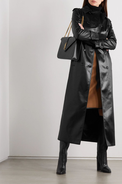 SAINT LAURENT Belted faux leather trench coat outlook