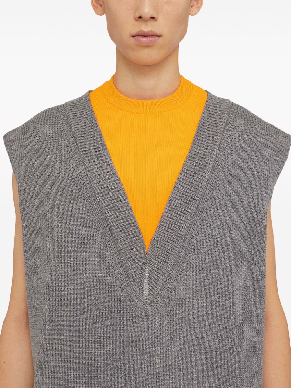 layered-design wool-blend vest - 5