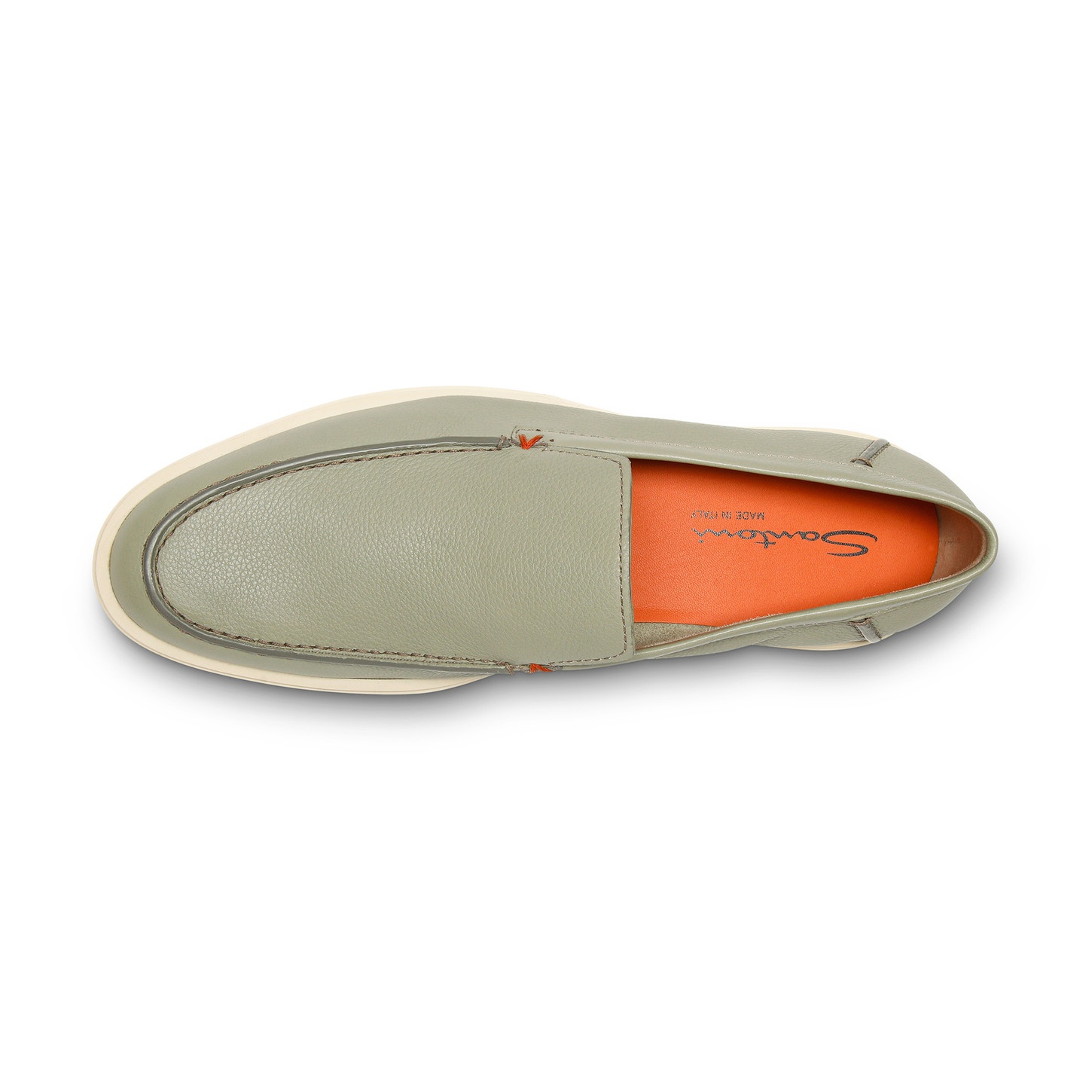 Men's light green tumbed leather loafer - 5