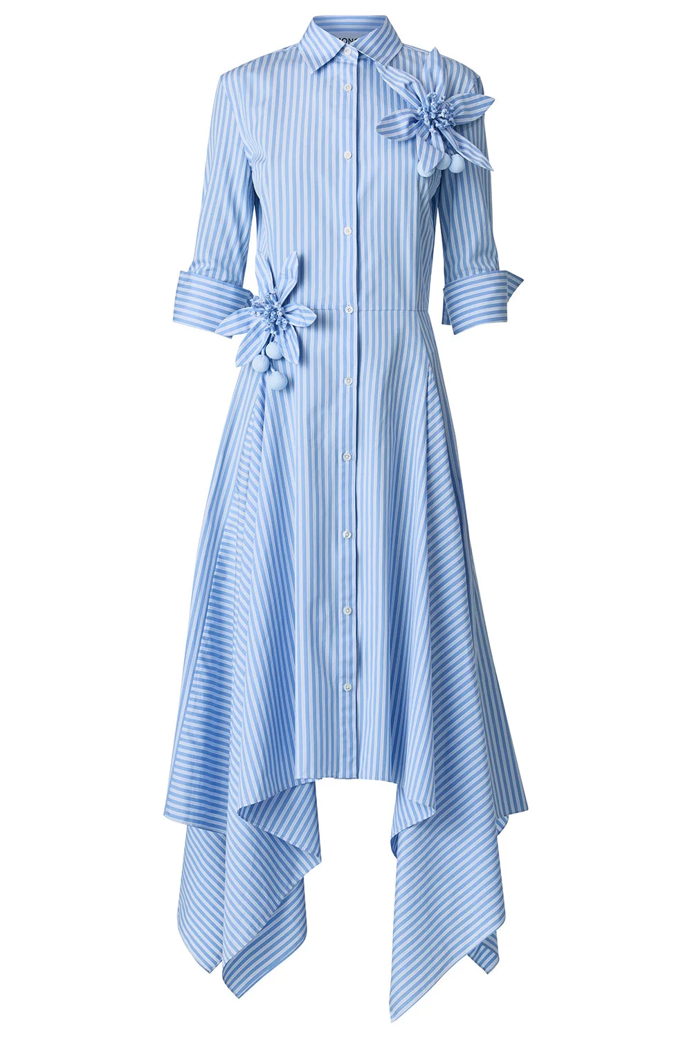 Lemon Flower Stripe Maxi Shirt Dress - 1