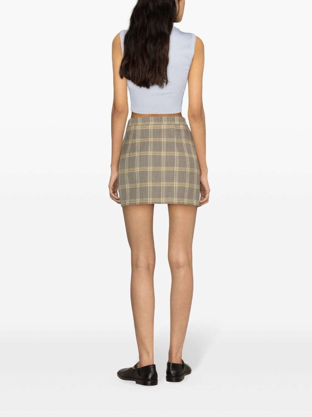 plaid-check fitted miniskirt - 4