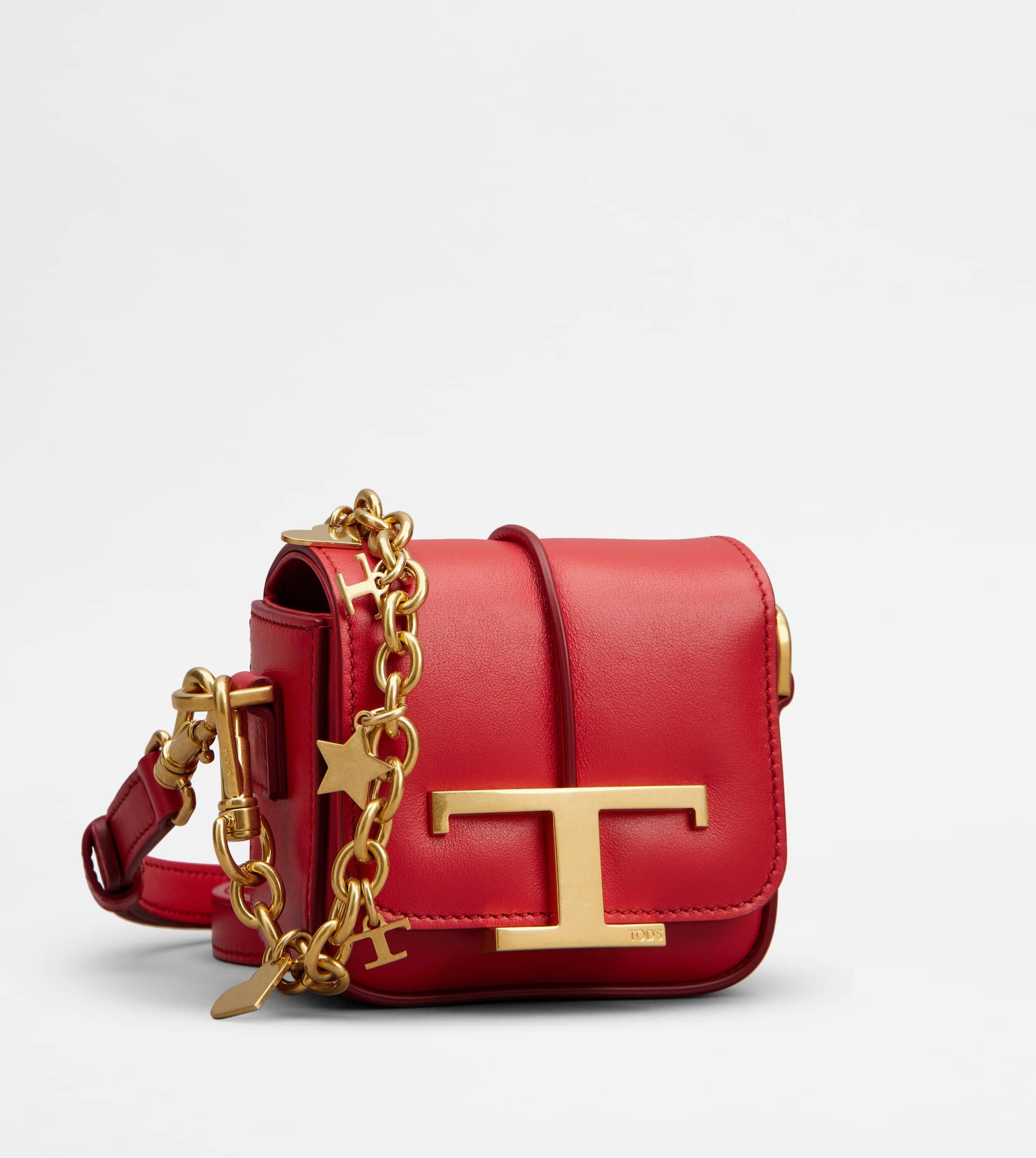 T TIMELESS CROSSBODY BAG IN LEATHER WITH CHAIN STRAP - RED - 2