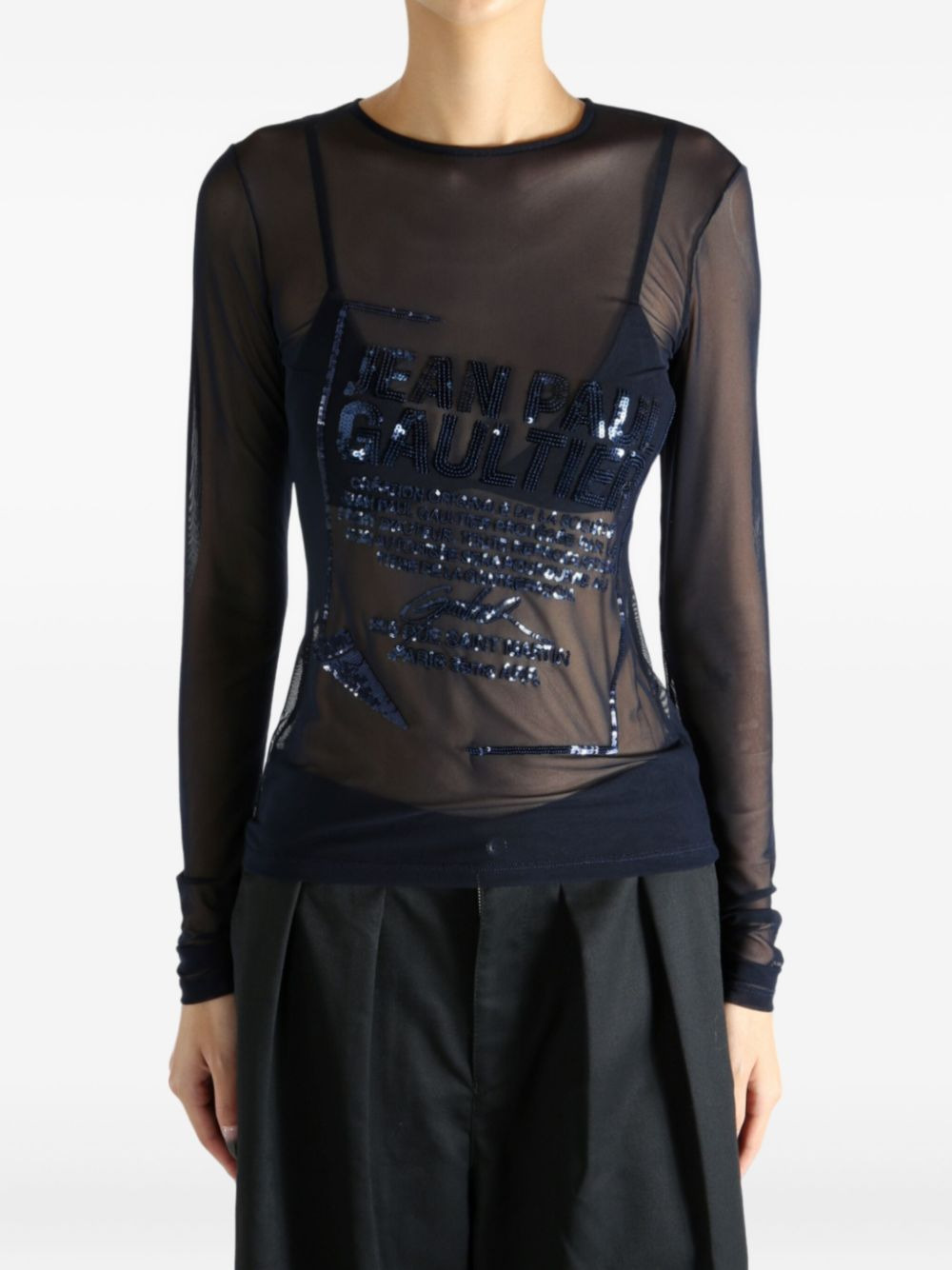 sequin-embellished mesh top - 2