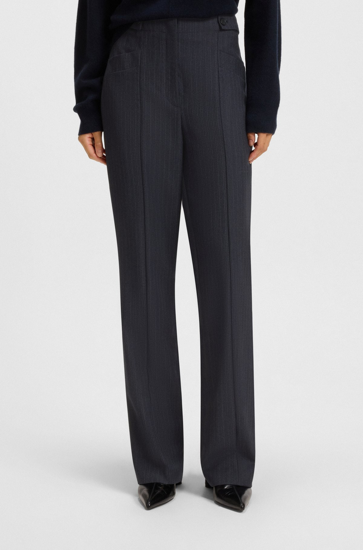 REGULAR-FIT BOOTCUT PANTS IN PATTERNED VIRGIN WOOL - 2
