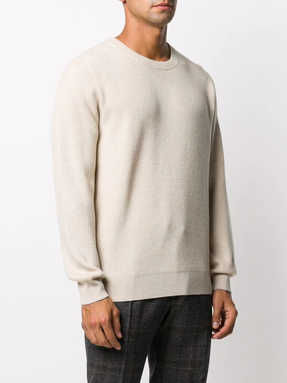 ribbed-knit crew neck jumper - 3