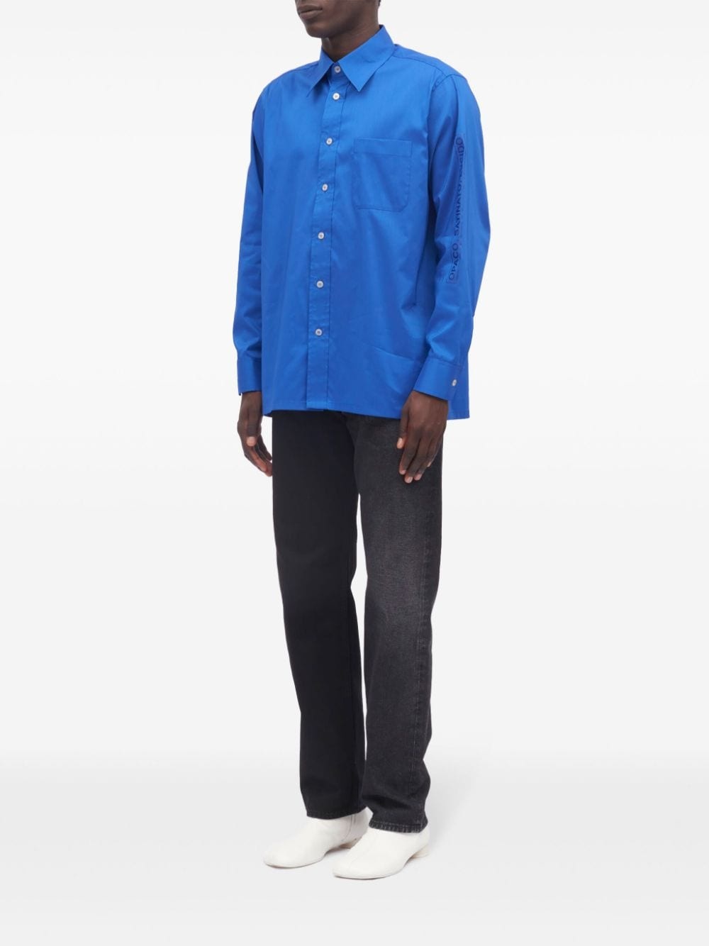 pointed-collar button-up shirt - 6