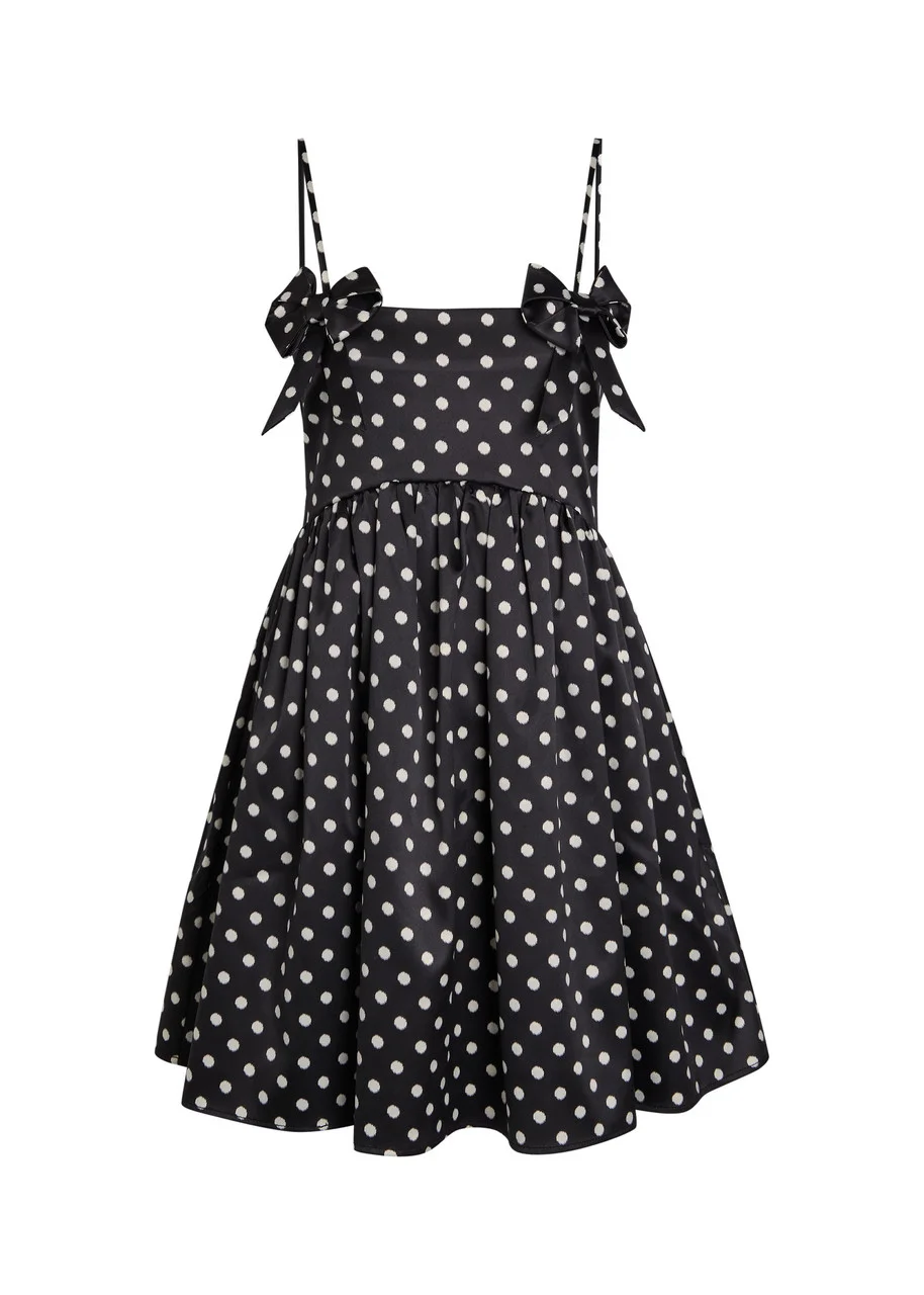 Ganni Polka-dot Stretch-satin Mini Dress - 1