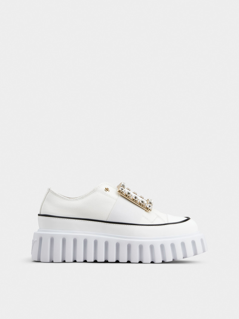 Viv' Go-Thick Strasss Buckle Slip-on Sneakers 캔버스에 - 1