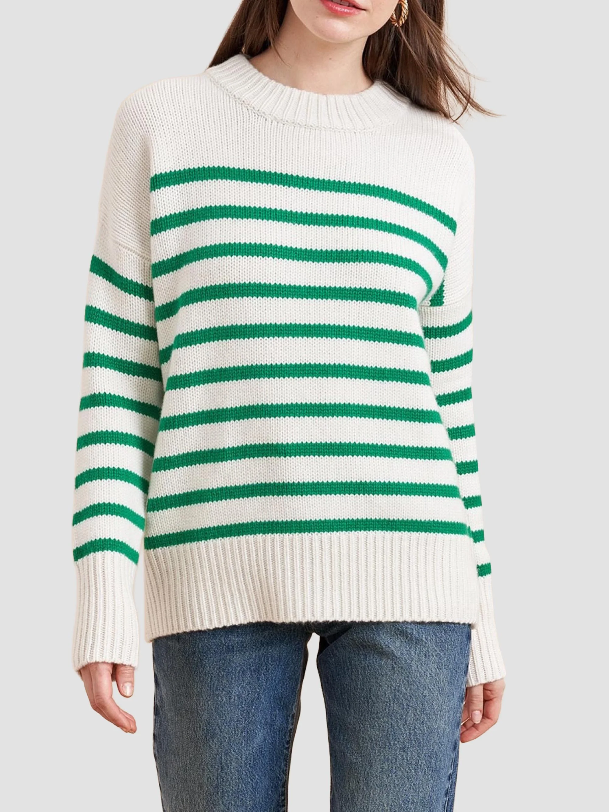 Women's Marin Sweater - Cream Kelly Green - 1