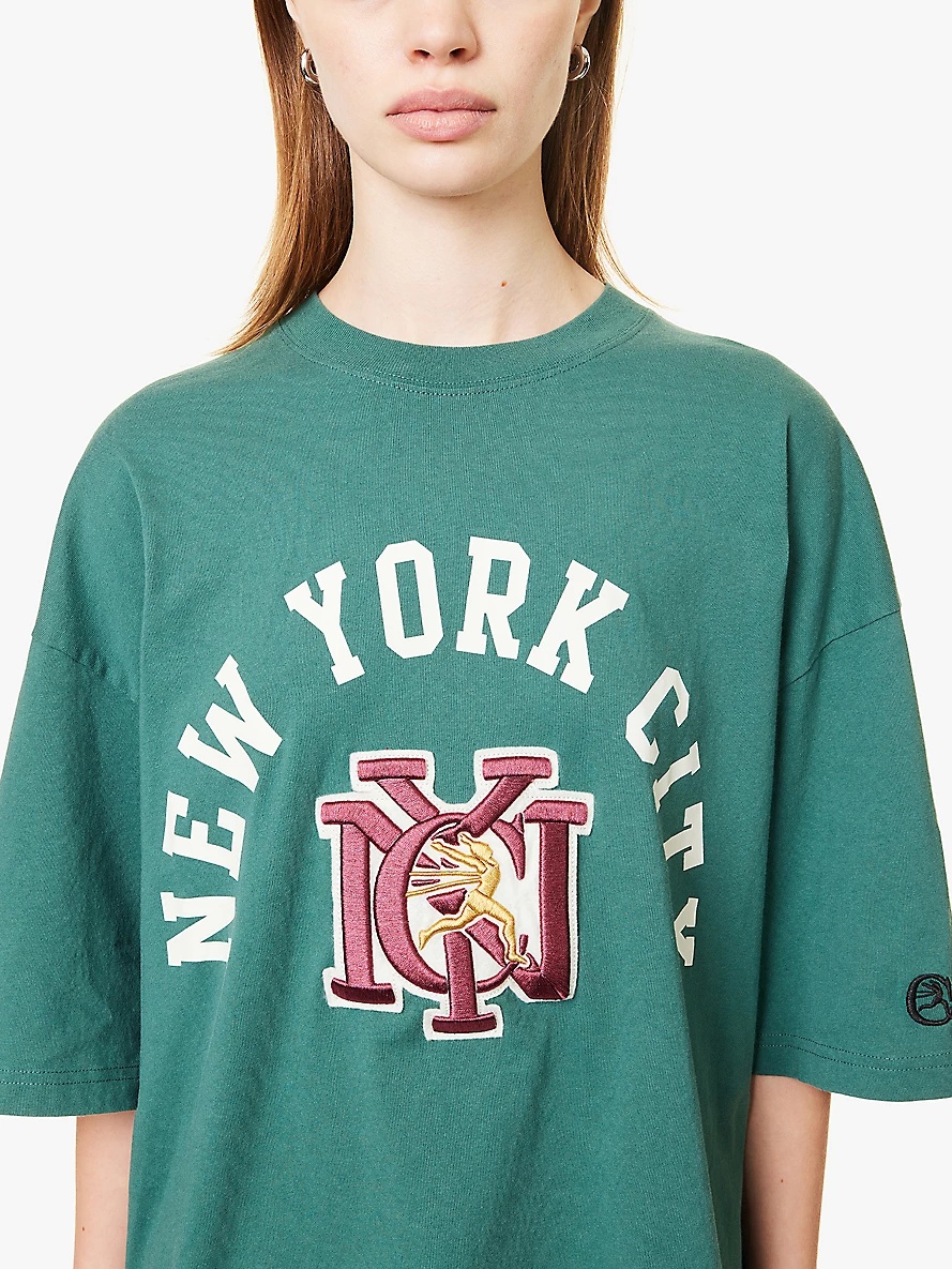 NYC-embroidered relaxed-fit cotton-jersey T-shirt - 5