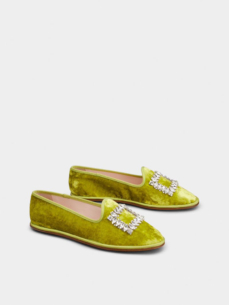 Babby Viv' Strass Embroidered Buckle Slippers in Velvet 2