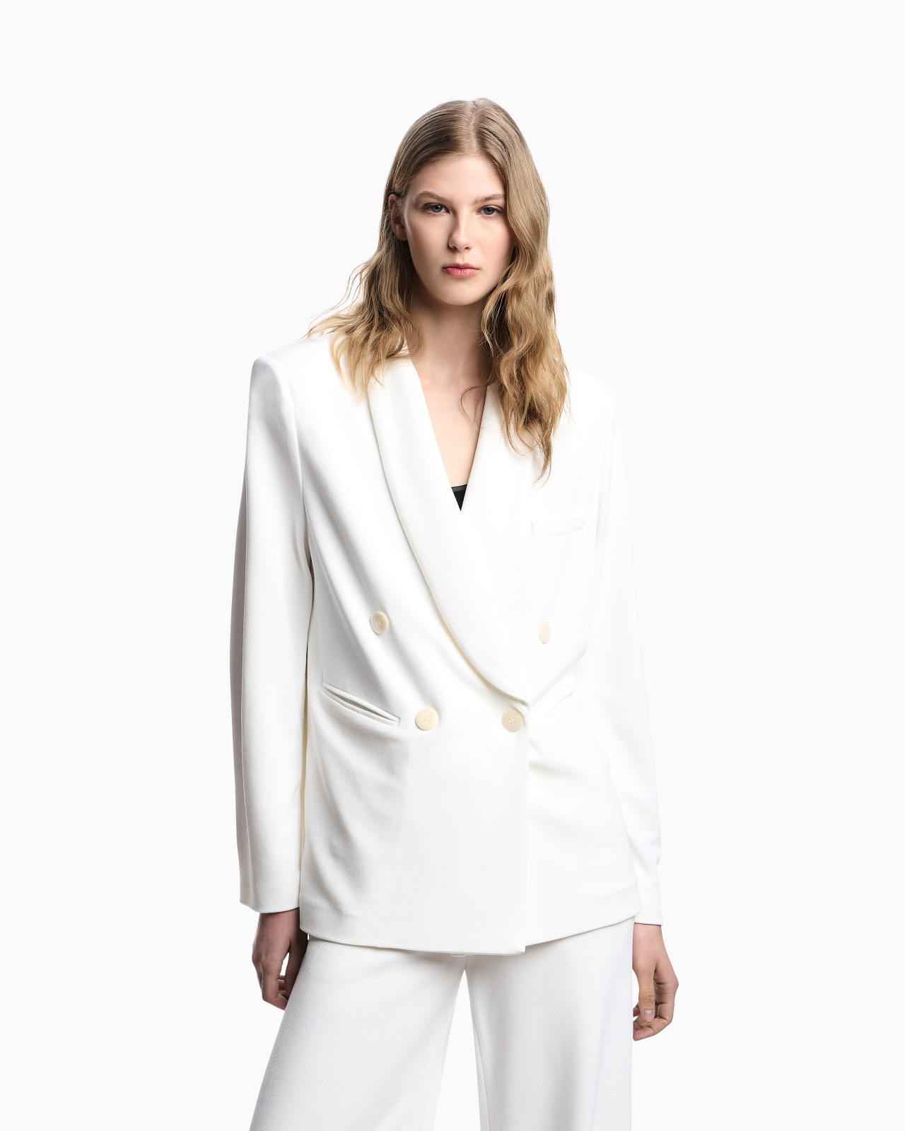 ICON COMPACT PIQUÉ DOUBLE-BREASTED BLAZER - 4