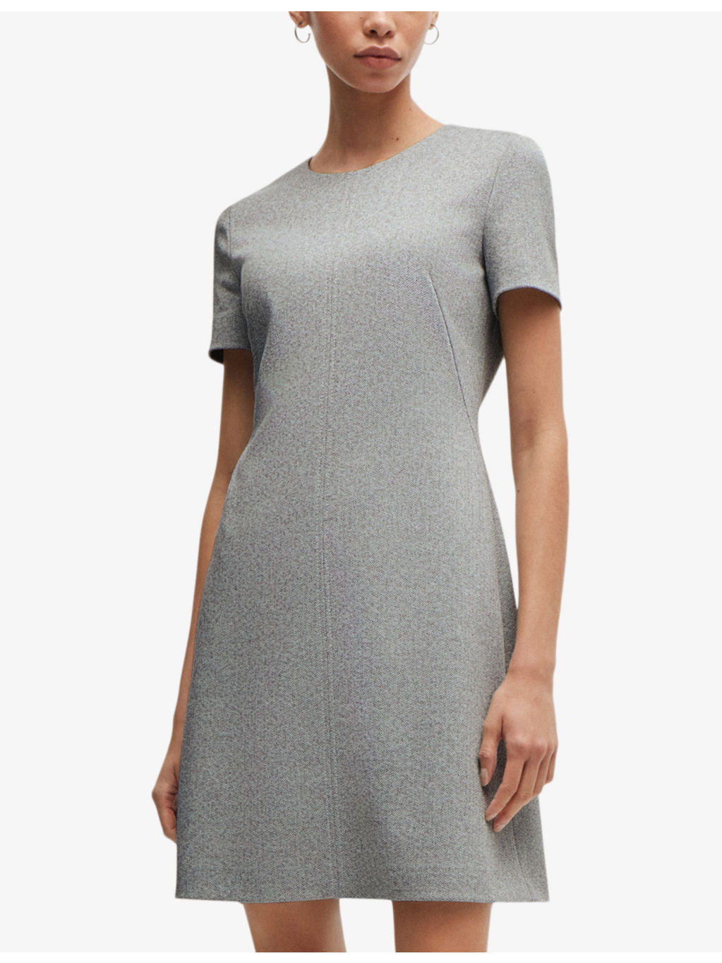 Round-neck short-sleeve stretch cotton-jersey shift dress - 3