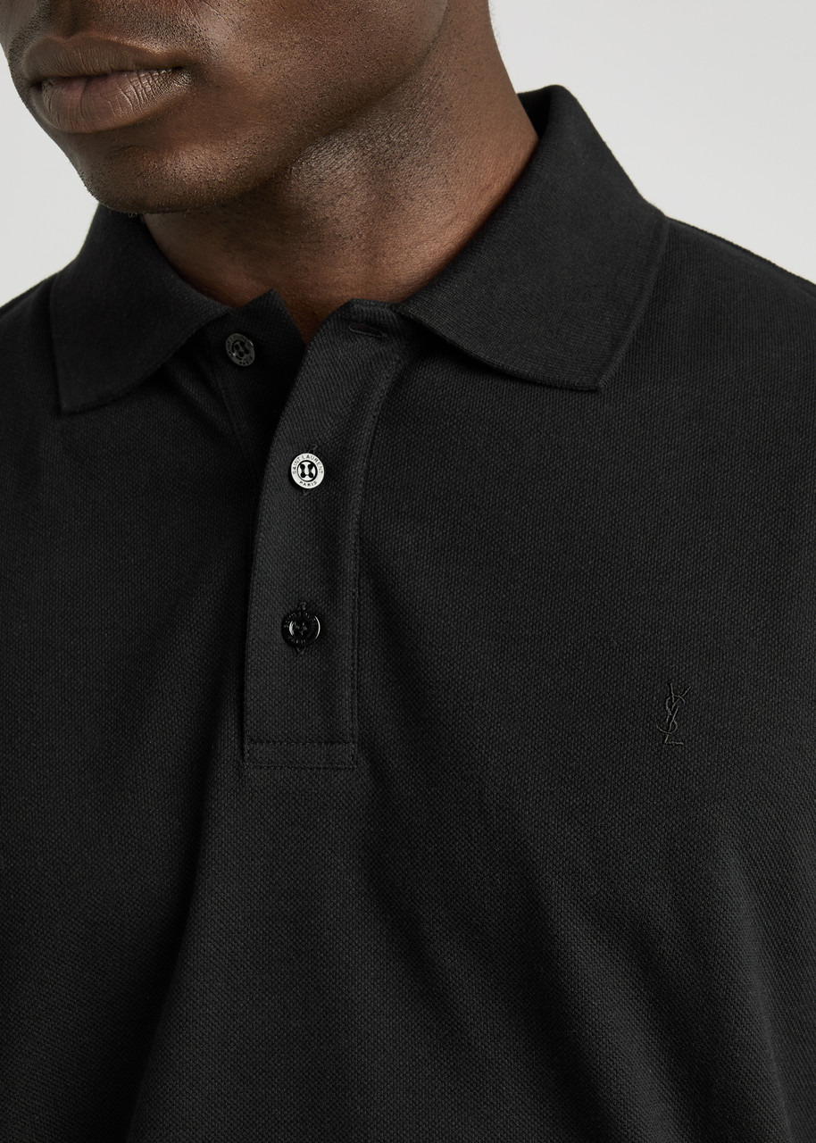Saint Laurent Logo-embroidered Piqué Cotton Polo Shirt - 5