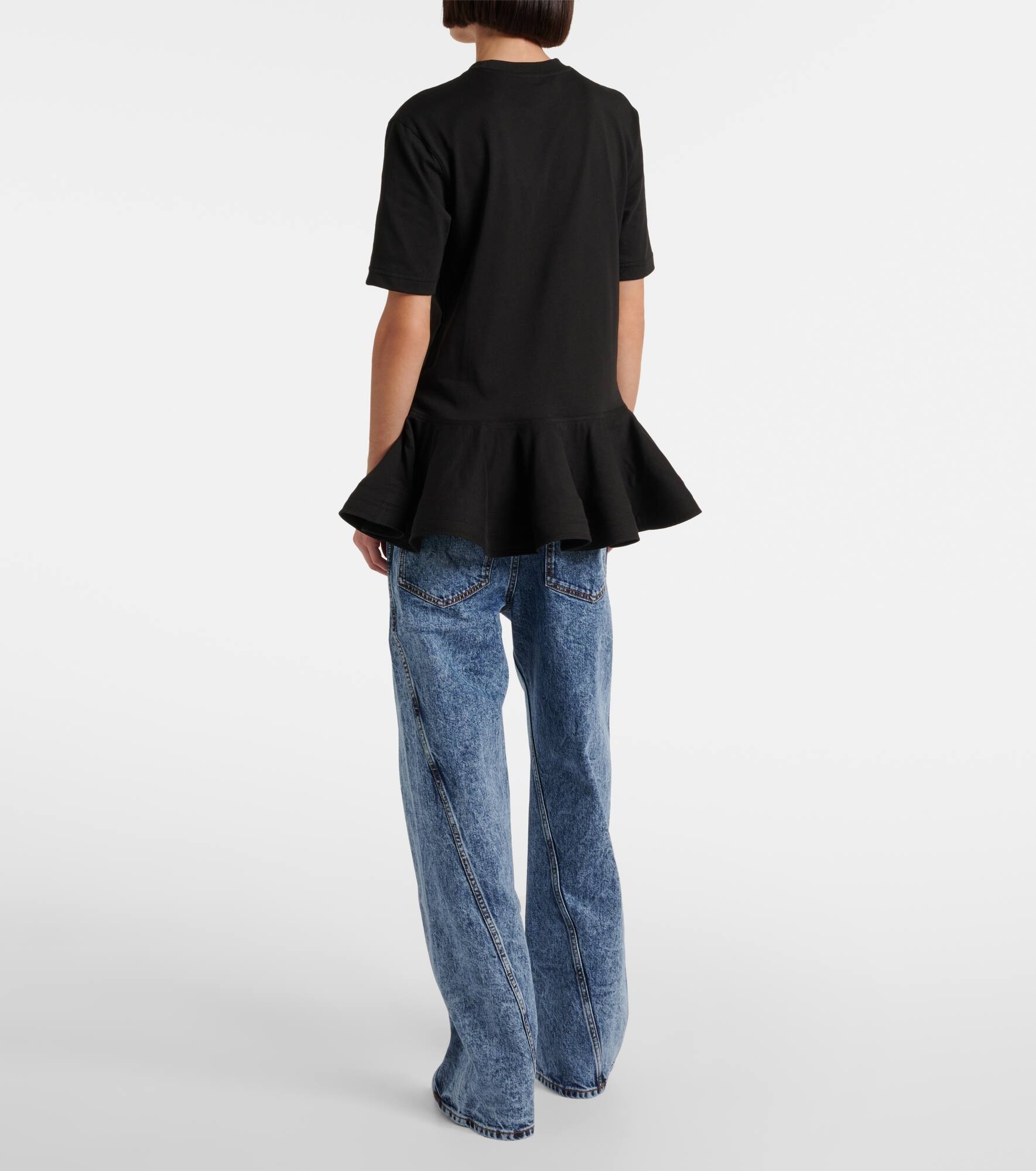 Peplum cotton jersey T-shirt - 3