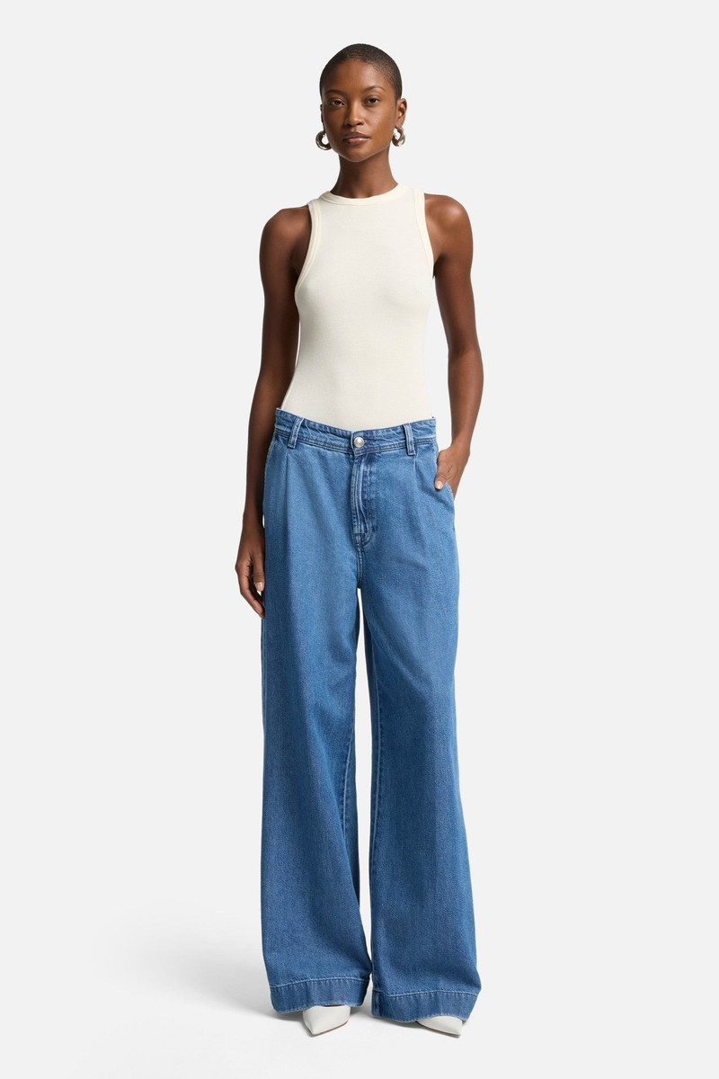 7 For All Mankind Weightless Pleated Denim Trouser in Hilo outlook