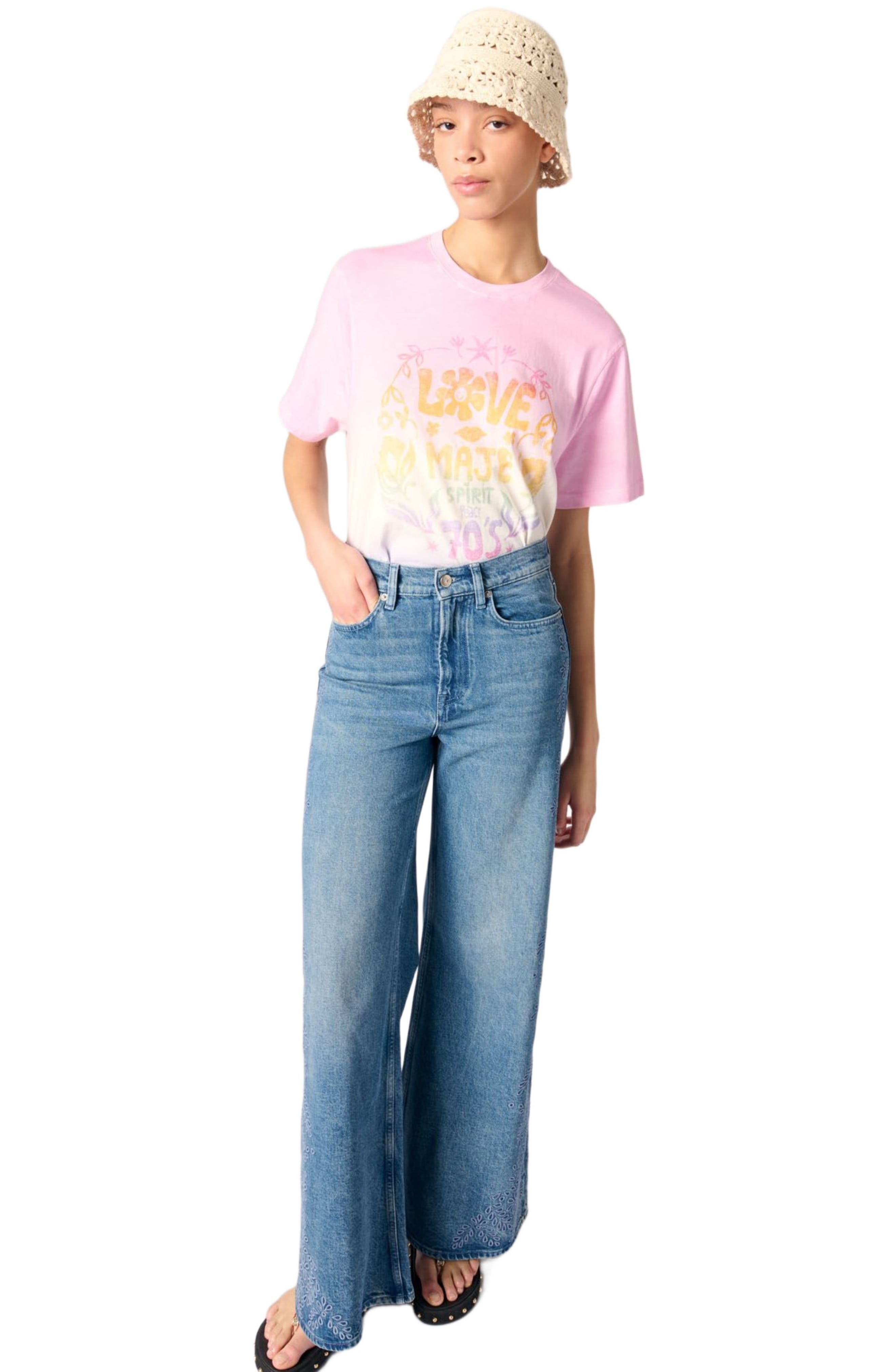 maje Embroidered jeans in Blue at Nordstrom - 7