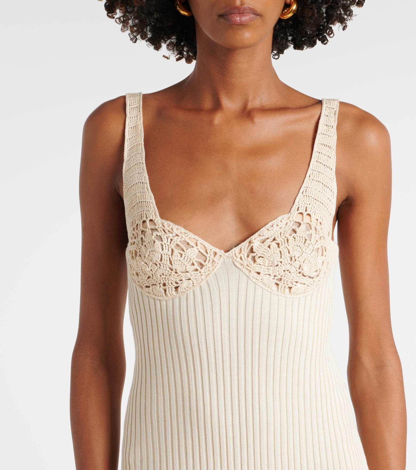 Ribbed-knit cotton midi dress - 4