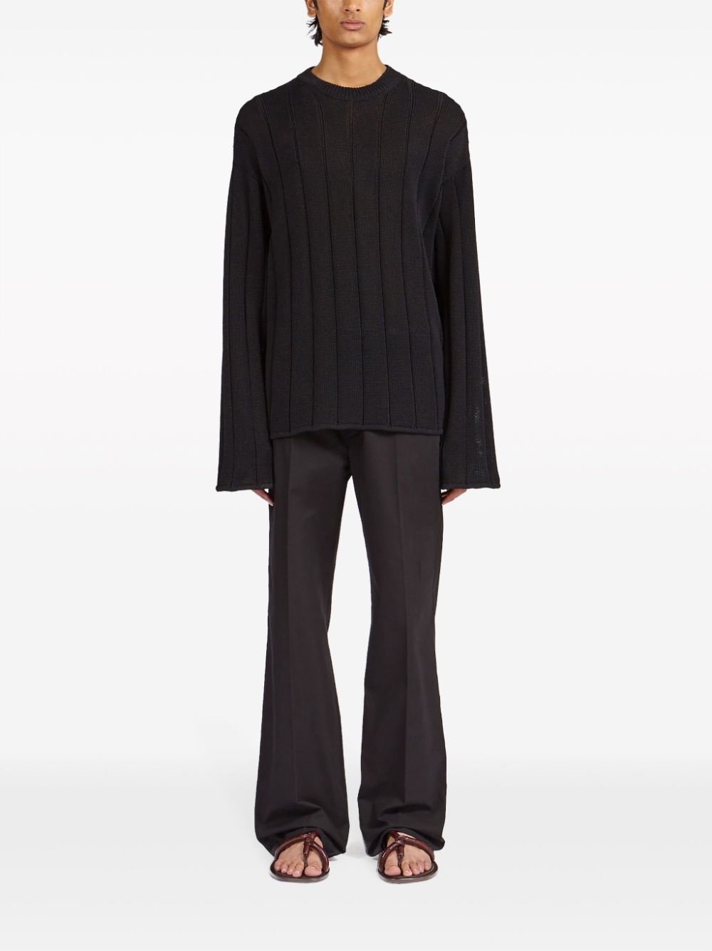 flared cotton chino trousers - 2