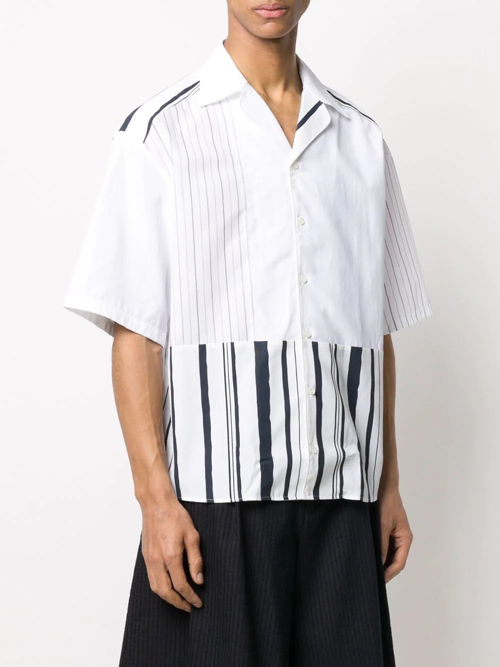 open collar striped shirt - 3