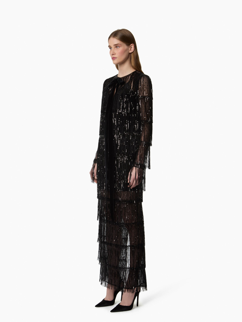 NINA RICCI Long Sequin Fringe Dress outlook