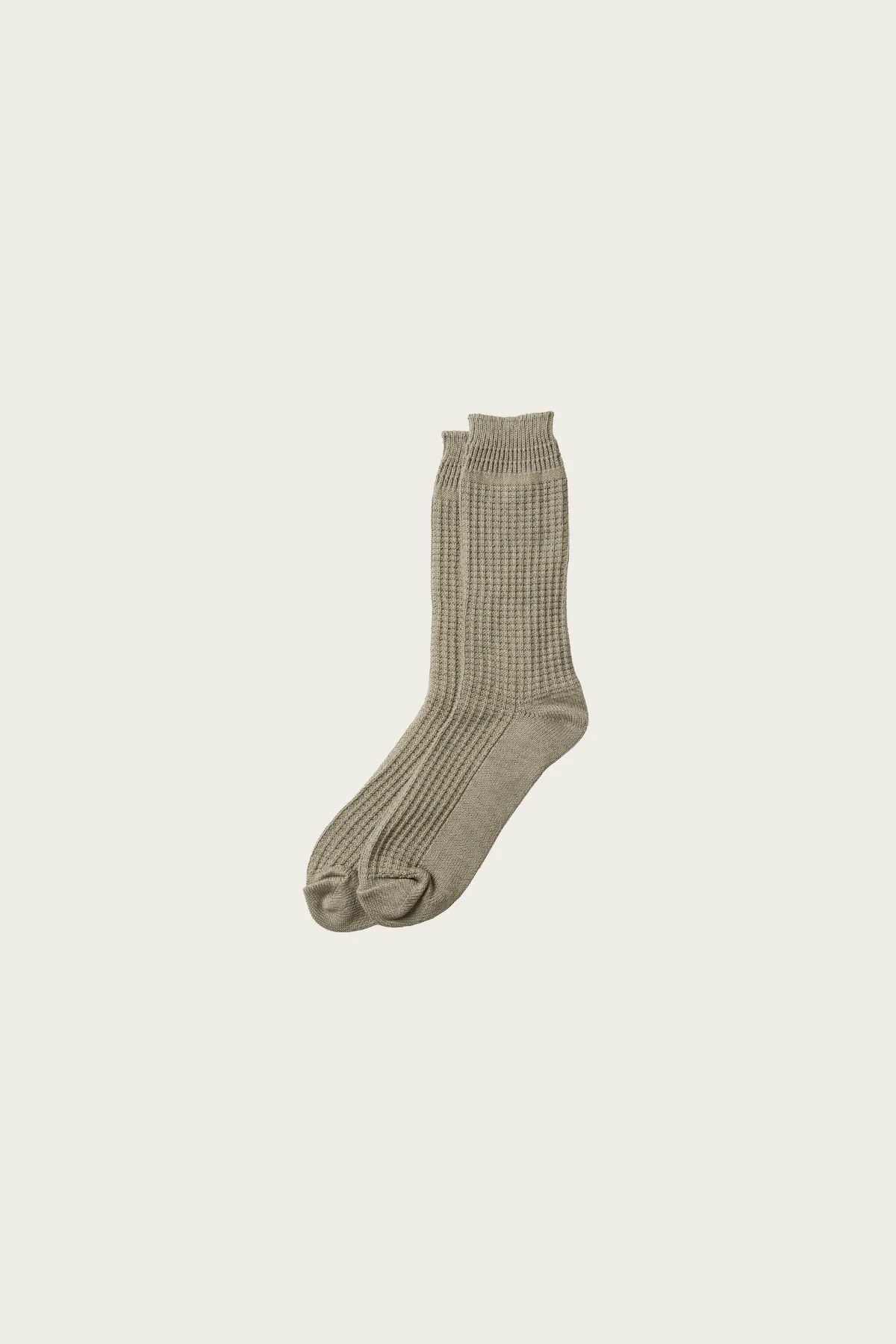 Cotton Waffle Crew Socks - Sage - 1