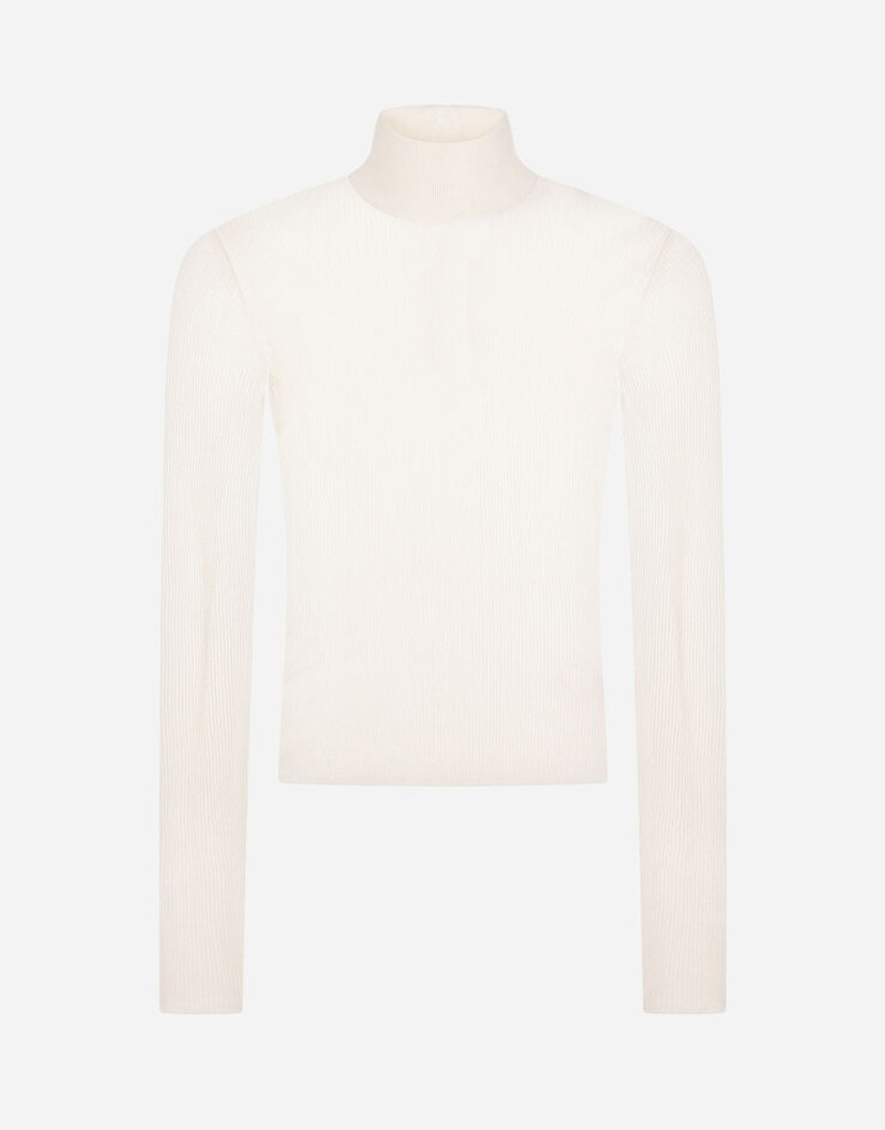 Ribbed viscose turtle-neck sweater 1